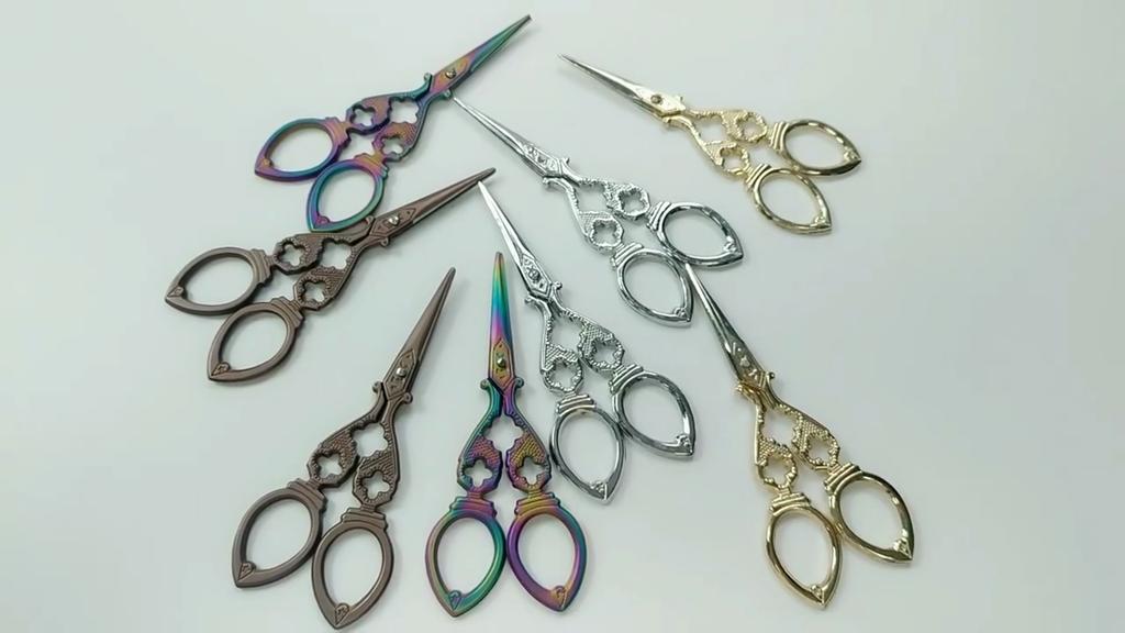 Gold-plated Embroidery Vintage Tailor Scissors Stainless Steel Mini Small Antique Pointed Mini Shears Clothing Cutting Tools