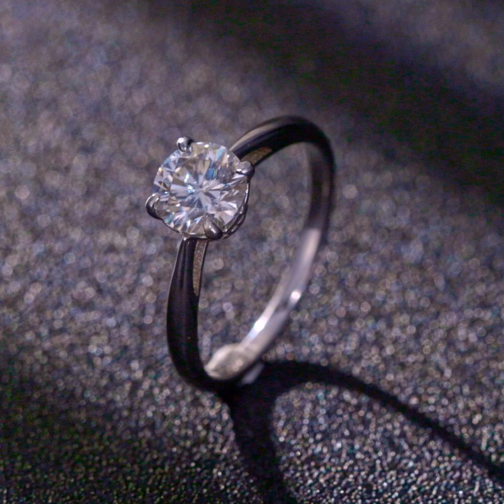 Bamoer 1.0CT Moissanite Ring D Color VVS1 EX Lab Diamond Wedding Ring for Women Engagement 925 Sterling Silver Fine Jewelry Gift