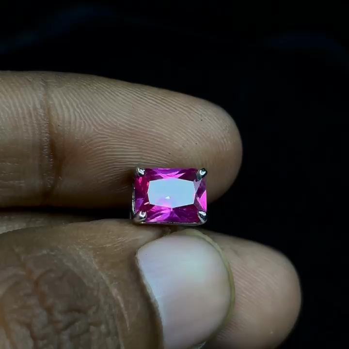 Natural Pink Ruby Earrings 11.10 Ct Pair Emerald Cut Pair For Gift