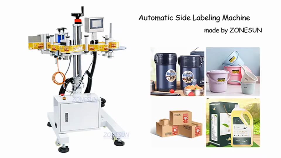 ZONESUN ZS-TB852 Automatic Round Bucket Labeling Machine Tabletop Jar Label Applicator Sticker Labeler Label Dispenser