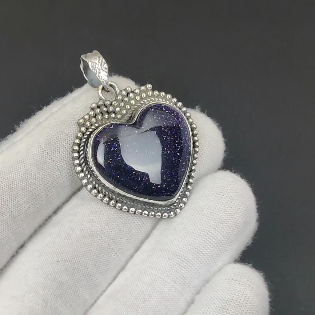 Серебряный кулон с натуральным голубым солнечным камнем из стерлингового серебра 925 пробы — дизайн ручной работы, повседневные украшения, уникальный кулон в подарок для нее