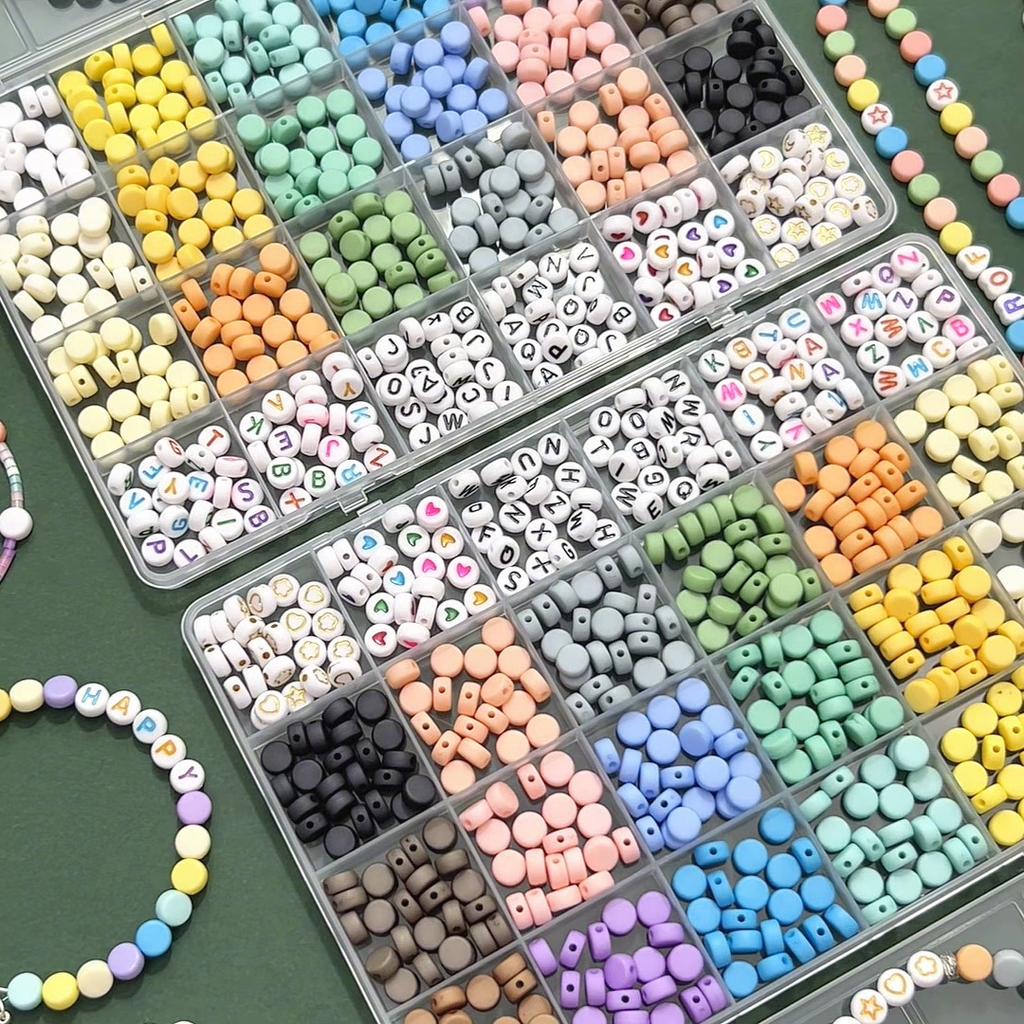 480 шт./коробка Акриловые бусины Буквы Круглые Свободные Разделительные бусины Для DIY Браслет Ожерелье Изготовление Ювелирных Изделий Аксессуары