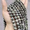 Круглые бусины из натурального камня, зеленая яшма под зебру, 15 дюймов, нить 4, 6, 8, 10, 12 мм, размер на выбор для изготовления ювелирных изделий