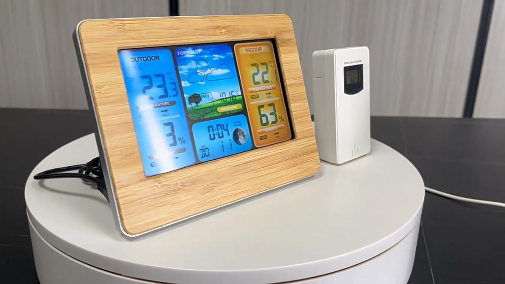 2024 Wireless Weather Station with Color  Display  Digital Thermometer Home Alarm Clock with Temperature Humidity Barometer Alarm Moon Phrase