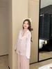 Women's Spring Autumn Jacquard Ice Silk Sleepwear Set Long Sleeves 2 Piece Homewear Plus Size Summer Thin Loungewear