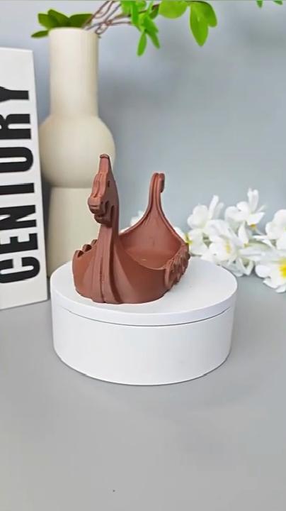 Drachenboot-Ornamente 3D-gedruckte Figur, Wikingerschiff-Ornament im nordischen Stil, Kreativer kleiner Zubehör-Organizer Schreibtisch-Aufbewahrungsschale, Dekorativ