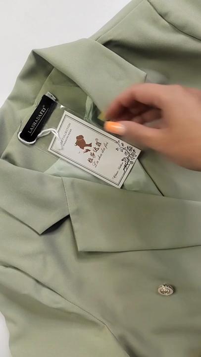 Spring Women Breasted Office Cropped Blazer Lapel Solid Color Long Sleeve Double Jacket Suit Coat