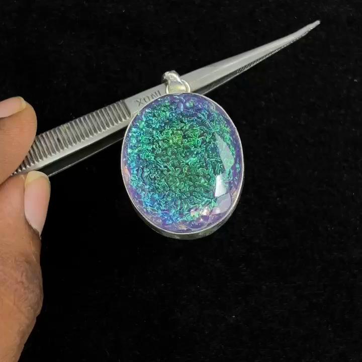 Opal Pendant 84 ct Brazilian Lab-Grown Multi-Color Oval Cut October Birthstone for Gem Collections