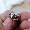 925 Sterling Silver Green Onyx Gemstone Pear Shape Ring For Women