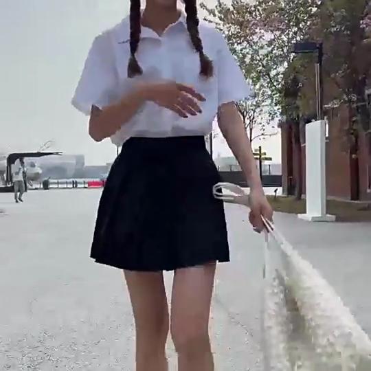 Leated Skirt Short Skirt  Spring And Autumn New Skirt A-line Skirt High Waist And Slim Black And White Short Skirt With Exposure Prevention