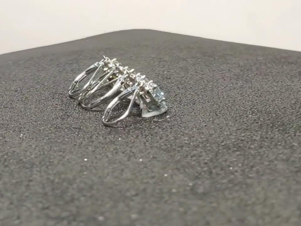 Серьги-подвески из серебра 925 пробы с квадратным цирконием и круглым кубическим цирконием Nano Sky Blue AAA