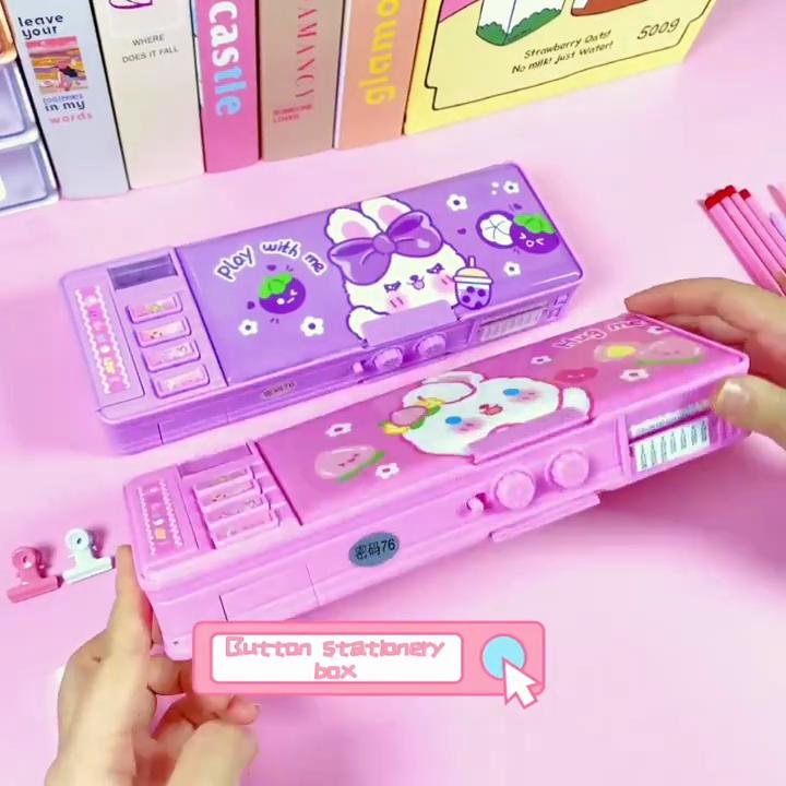 Многофункциональная коробка для канцелярских принадлежностей, умная коробка для карандашей с паролем для девочек, двухслойная сумка-карандаш для девочек