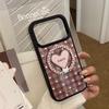 Коричневый чехол-подставка в форме сердца для iPhone 15, iPhone 16, iPhone 17 Pro Max