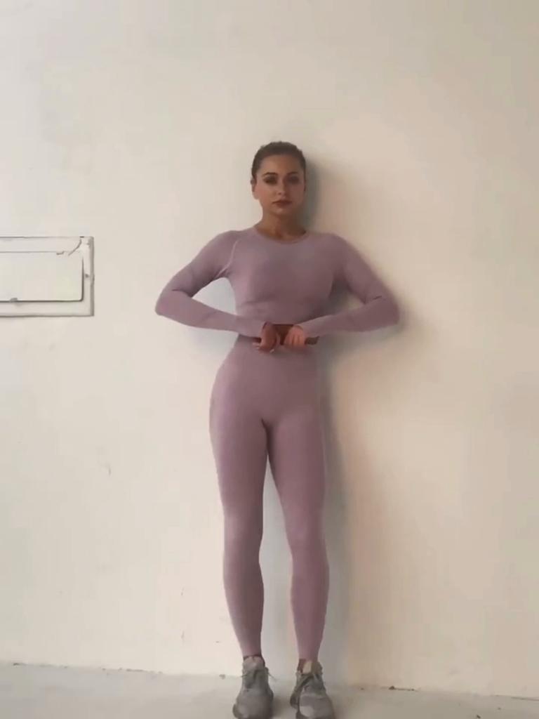 Бесшовный комплект Nessaj, костюм для йоги, 2 шт., футболки с длинными рукавами, леггинсы с пуш-ап, сексуальные спортивные комплекты для тренажерного зала