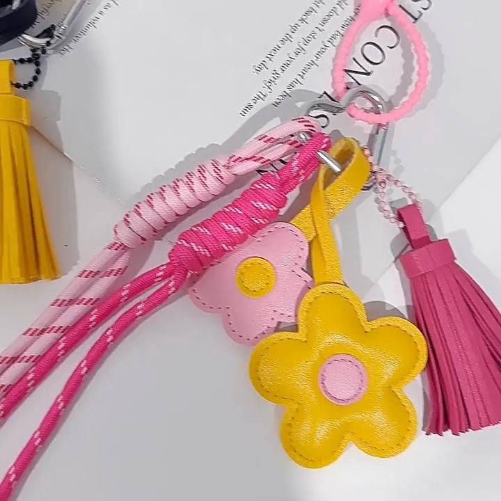 Yogodlns Изысканные Милые Цветочные Кисточки из Искусственной Кожи Плетеный Шнур Подвески-Шармы Для Сумки Кошелька Рюкзака Аксессуары