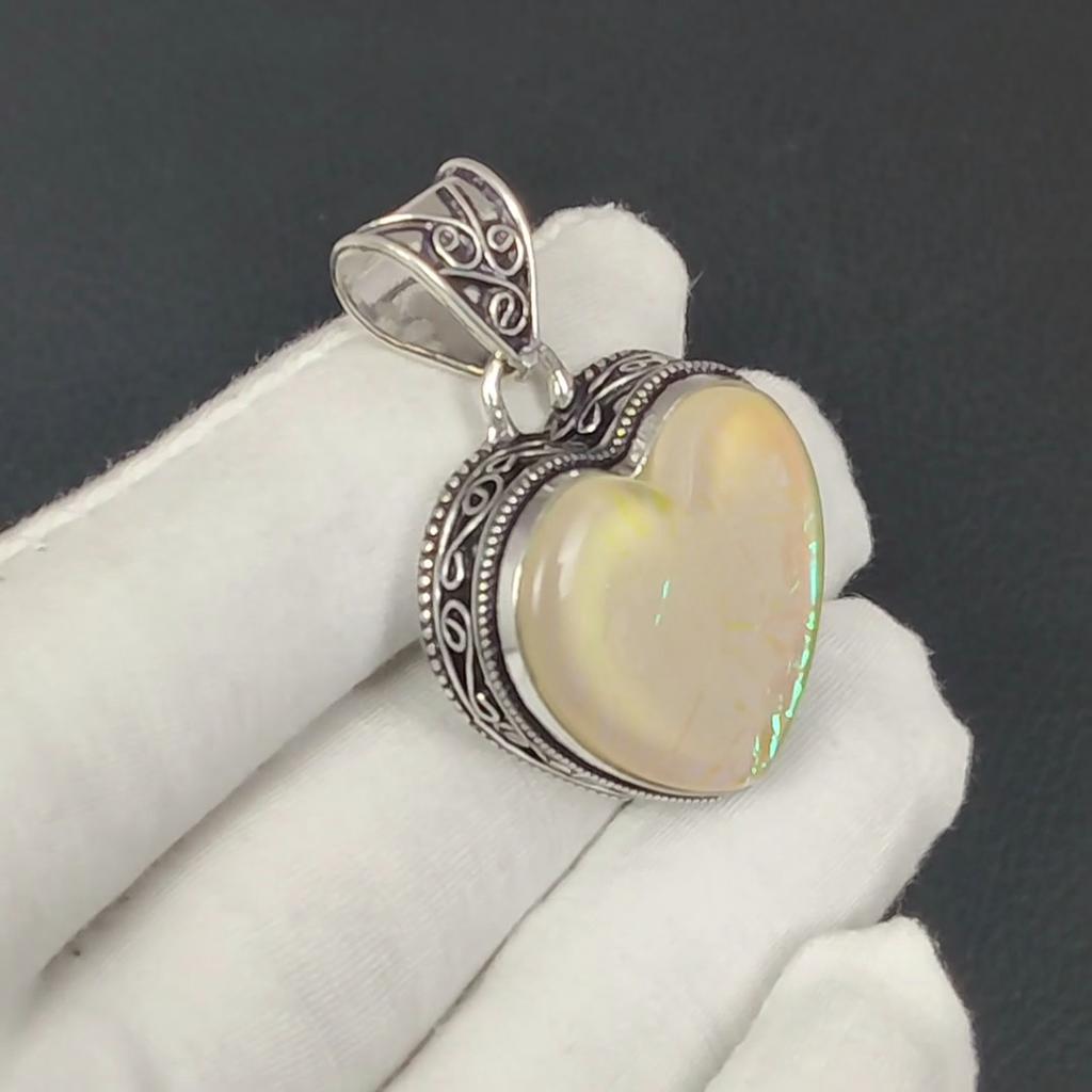 Серебряный кулон с желтым триплетным опалом из стерлингового серебра 925 пробы — дизайн в виде сердца ручной работы, повседневные украшения, уникальный кулон в подарок на Пасху