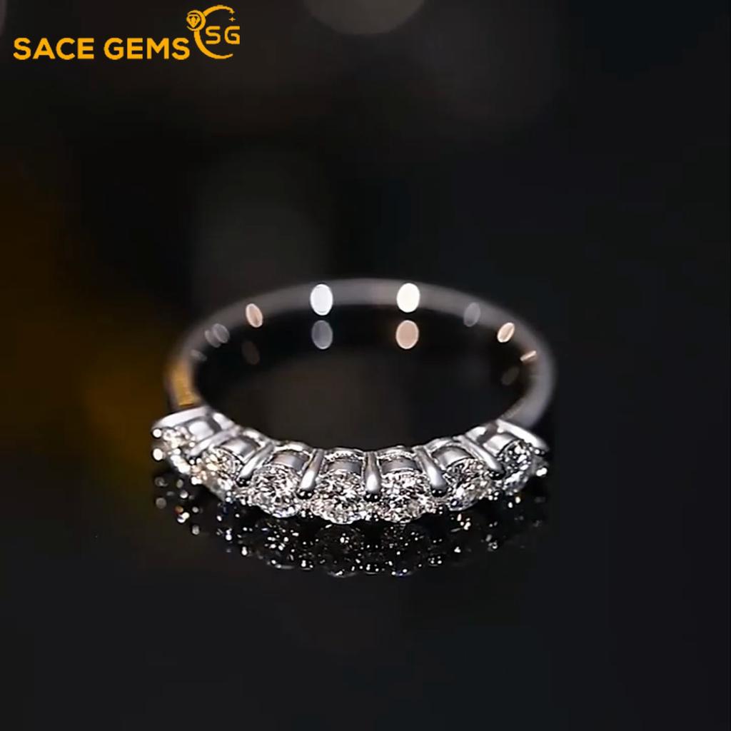 Sace Gems GRA Certified 0.7CT Moissanite Ring VVS1 Lab Diamond Solitaire Ring for Women Engagement Promise Wedding Band Jewelry
