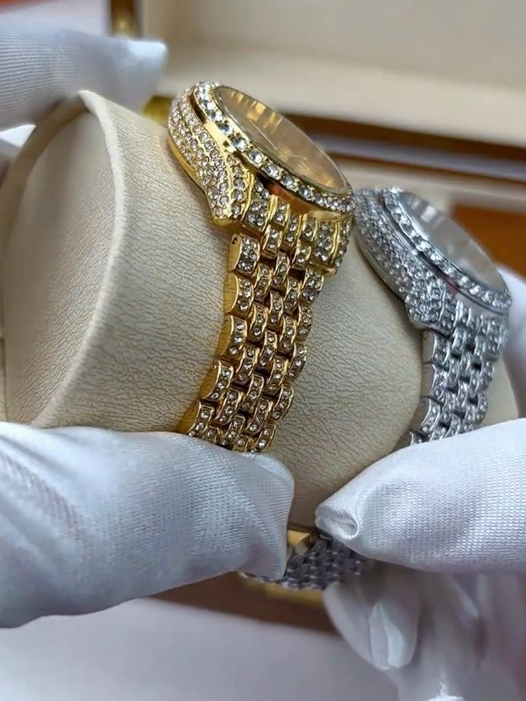Женские часы Модные часы с браслетом из сплава Роскошные часы с бриллиантами Золотые с датой Кварцевые Роскошные часы Relojes Mujer Montre Femme