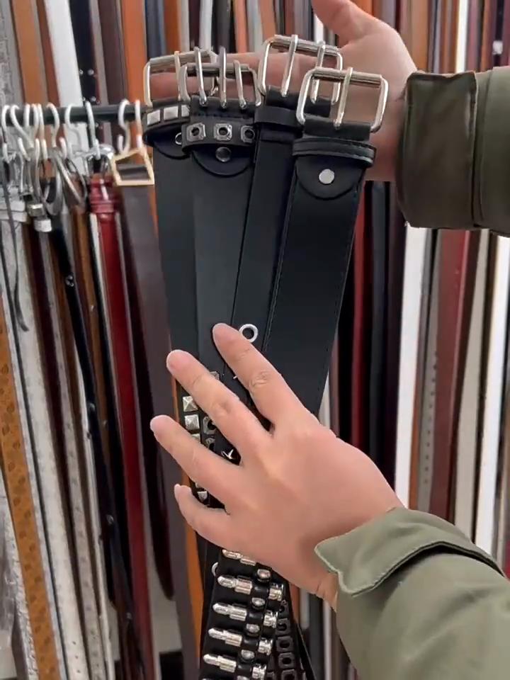 Fashion Bullet Inlaid Men's Special Decoration Jeans Belt Women