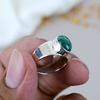 Кольцо из стерлингового серебра 925 пробы с зеленым драгоценным камнем малахит овальной формы для женщин
