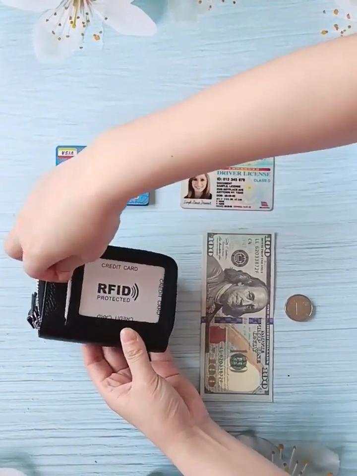 RFID-блокировка модный женский держатель для карт из натуральной кожи с двойной молнией большой емкости женский кошелек-кошелек