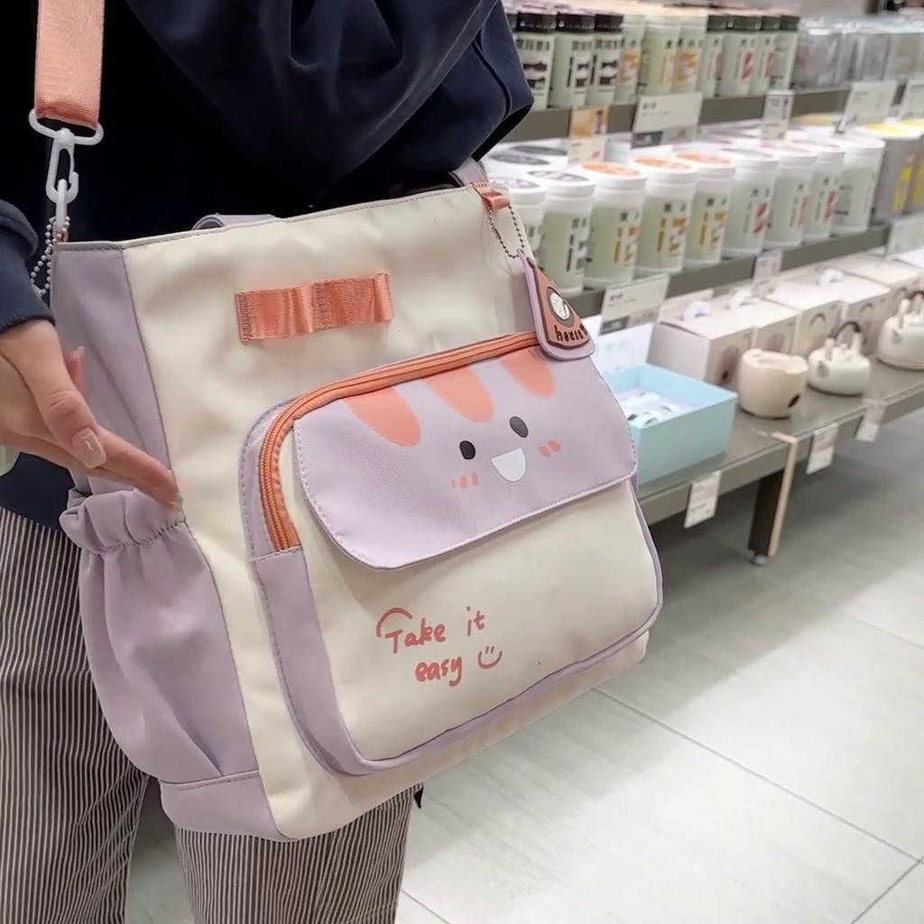 Student Class Bag Cartoon Shoulder Bag Large Capacity Tote Bag