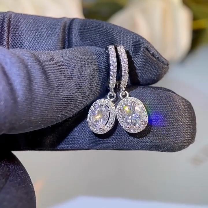 Серьги из стерлингового серебра S925, 1 карат, для женщин, овальной огранки, мозанит, серьги-гвоздики, D VVS1, изысканные украшения