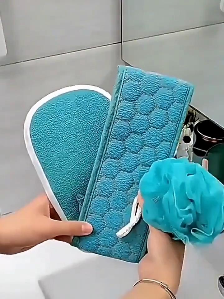 Ladies' 3-Piece Bath Towel Set for Strong Mud and Dust Scrubbing, Long Back Scrubber