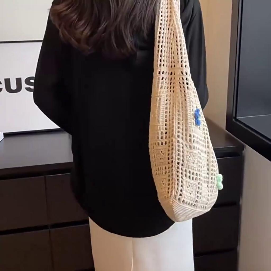 Yogodlns Новая шерстяная вязаная сумка Модная женская вязаная сумка Цветочный дизайнерский дизайн Универсальная сумка Женская сумка через плечо