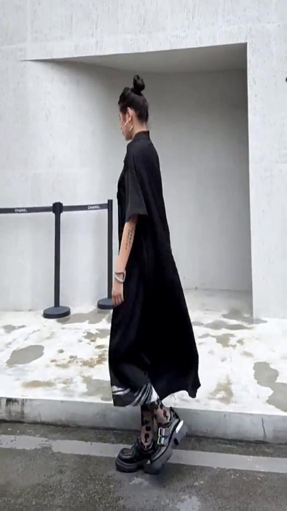 Xitao Свободное однобортное платье с принтом, повседневное женское нерегулярное платье HQQ2356