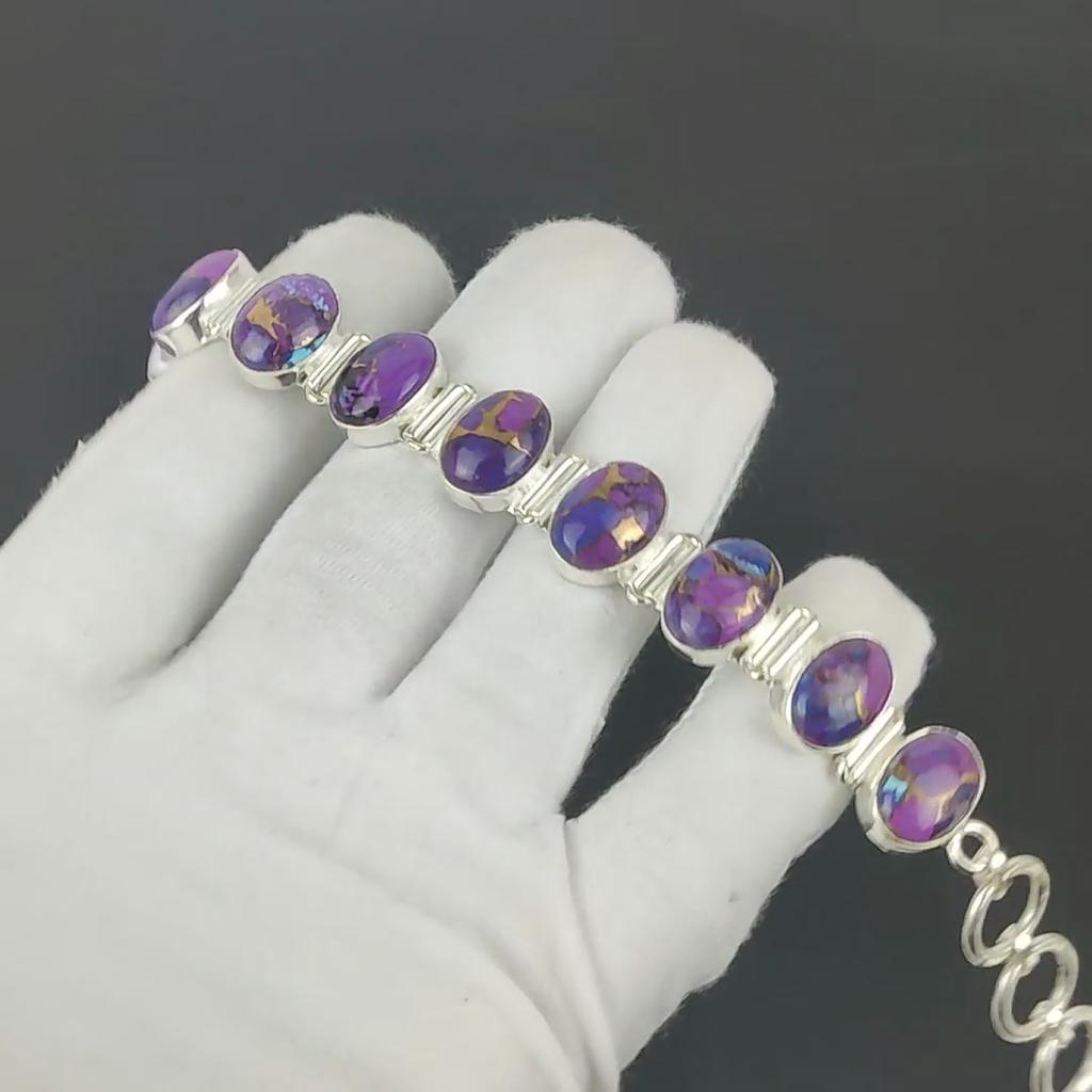 Фиолетовый браслет из колючей устрицы, браслет из стерлингового серебра 925 пробы, браслет с регулируемой цепочкой, браслет ручной работы в стиле бохо, ювелирные изделия с драгоценными камнями, подарки на помолвку