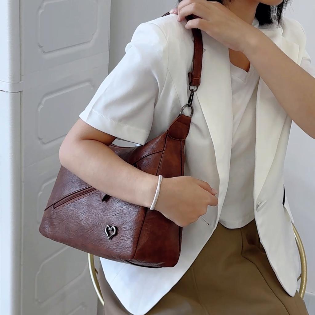 Small Square Bag Women's Soft Leather Handbag Shoulder Crossbody Bag Mother Bag