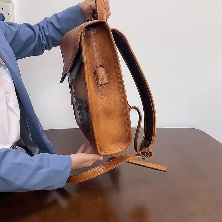 Johnature Vintage Genuine Leather Backpack Women Bag Leisure Large Capacity Real Cowhide Travel Bag Creative Backpacks