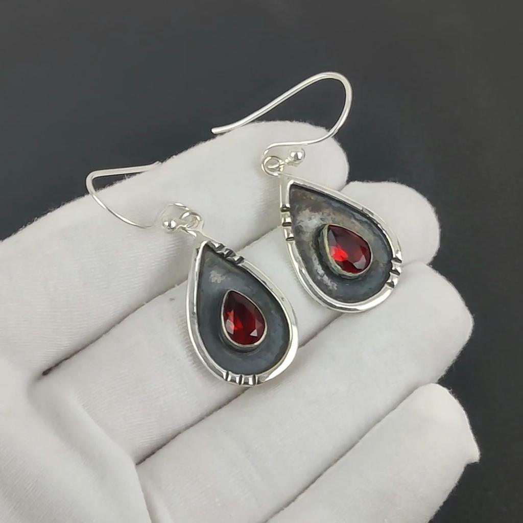 Изящные серьги с красным гранатом, серьги из стерлингового серебра 925 пробы, серьги-подвески ручной работы в стиле бохо из серебра, подарок на День матери