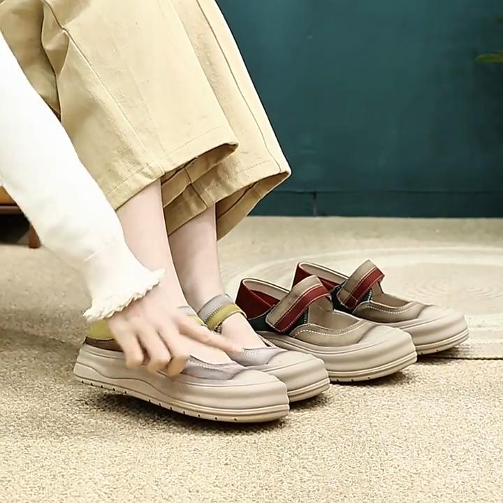 Johnature Туфли в стиле ретро с круглым носком и толстой подошвой, из натуральной кожи, удобные женские туфли на плоской платформе