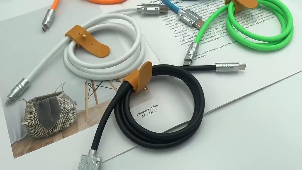 VAORLO Металлический USB-кабель для зарядки, кабель для быстрой зарядки и передачи данных для освещения Micro Type-C, силиконовый 120 Вт, быстрая зарядка с органайзером для кабеля