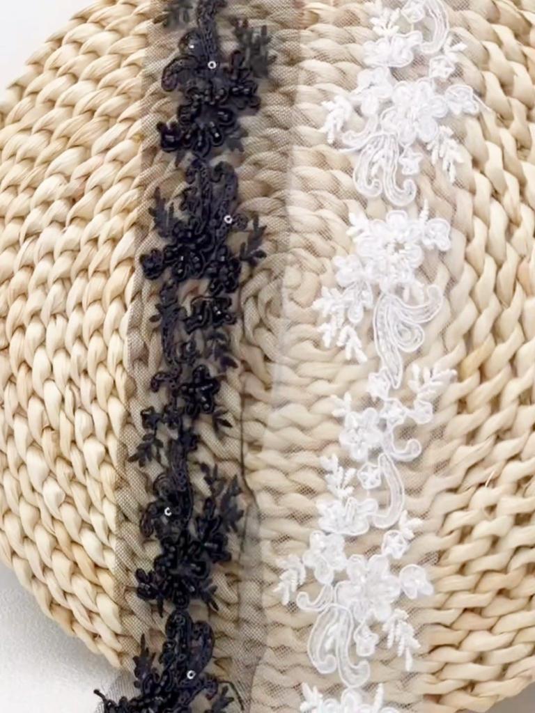 1 ярд Кружево из бисера Ручной работы Жемчужная окантовка Кружевная ткань Подходит для украшения одежды Ширина 6 см