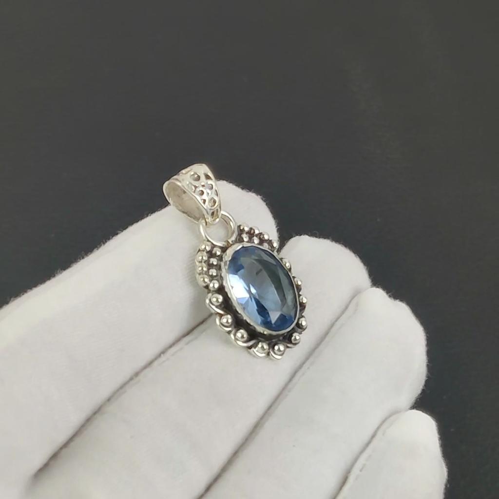 Красивый серебряный кулон с аквамариновым драгоценным камнем из стерлингового серебра 925 пробы — дизайн ручной работы, повседневные украшения, уникальный кулон в подарок на день рождения для любимого человека