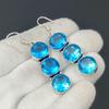 Серьги с драгоценными камнями с голубым топазом, ювелирные серьги ручной работы из стерлингового серебра 925 пробы, кристаллы топаза, серьги для женщин, серьги с голубым топазом для нее