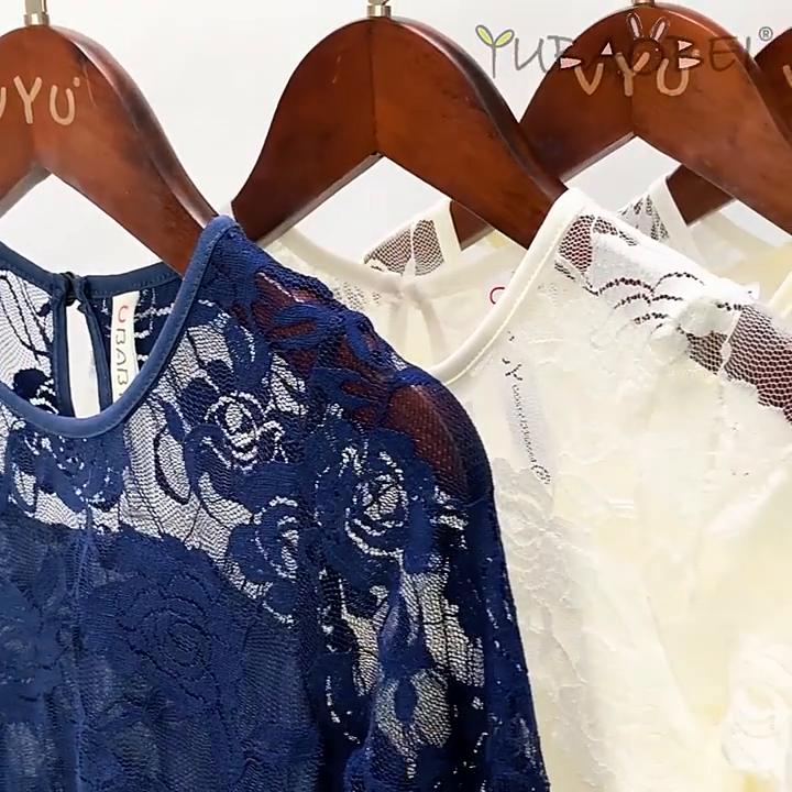 YUBAOBEI 2-12 Yrs Girl Lace Long Dress Sweet Big Bow Long Sleeve Baby Kids Princess Wedding Prom Party Dress