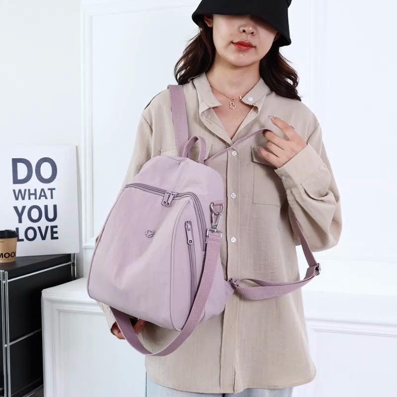 Однотонный женский рюкзак большой вместимости, дорожный рюкзак, легкая нейлоновая сумка