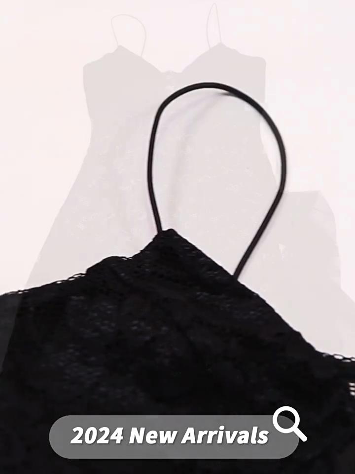 Summer New Women's Solid Color Slim Fit High Waist Fashion V-neck Strap Mesh Dress