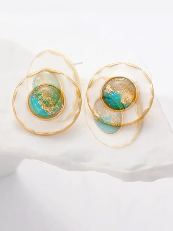 Retro Vintage Starry Sky Glazed Stud Earrings for Women.
