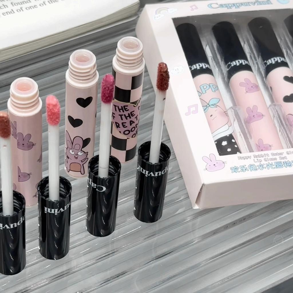 CAPPUVINI Happy Rabbit Water Gloss Lip Glaze Set(01+02+03+04)