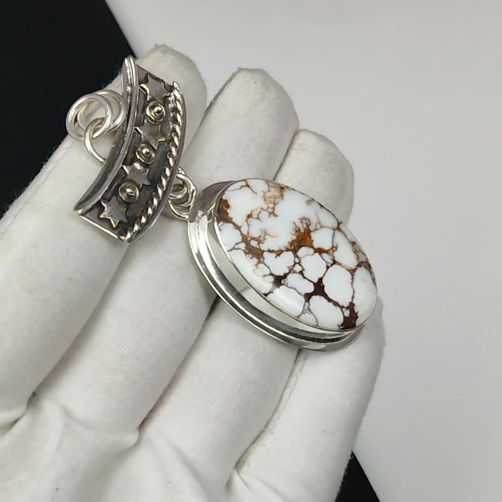 Серебряный кулон с натуральным драгоценным камнем дикой лошади из серебра 925 пробы — дизайн ручной работы, повседневные украшения, уникальные подарки с подвеской дикой лошади