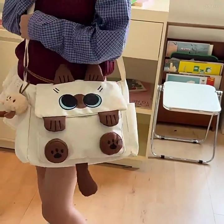 Siamese Cat Fashion Tote Bag With Stitching Detail For College Students And Casual Outings