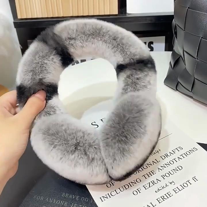 Women Winter Real Rex Rabbit Fur Earmuffs Soft Fluffy Natural Rex Rabbit Fur Ear Protection Girls Fashion Earmuffs