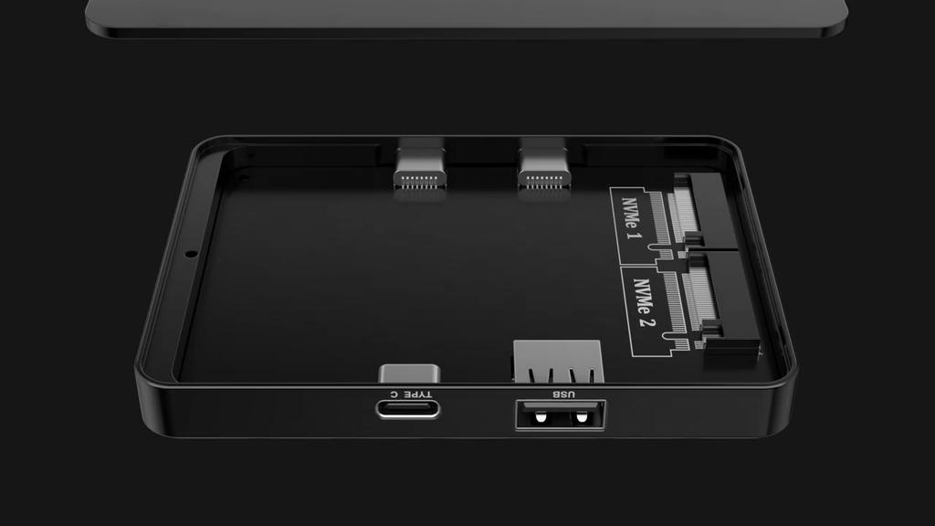 Dual Bay M.2 SSD Enclosure Dual Protocol M.2 NVMe SATA SSD Case Solid State Drive Docking Station USB3.2 GEN2 10Gbps SSD Adapter