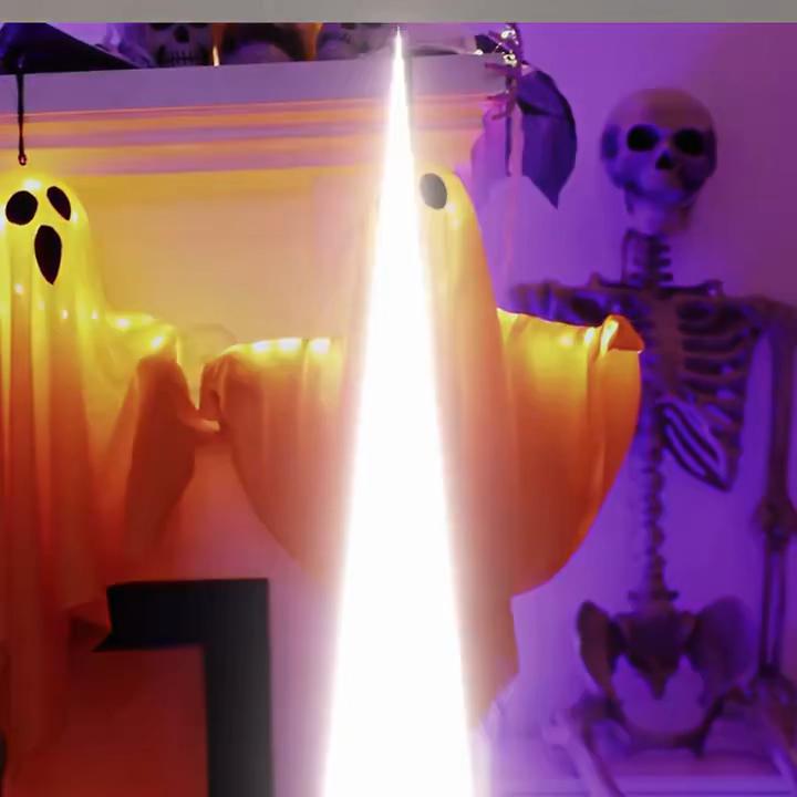 Spooky Ghost Halloween Decoration Waterproof Halloween LED Fabric Hanging Ghost Light for Lawn Garden Home Party Decor