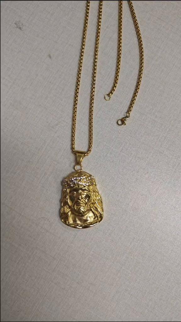 Stainless Steel Titanium Hip Hop God Jesus Pendant Collar Chains Necklace for Men Women Jewelry